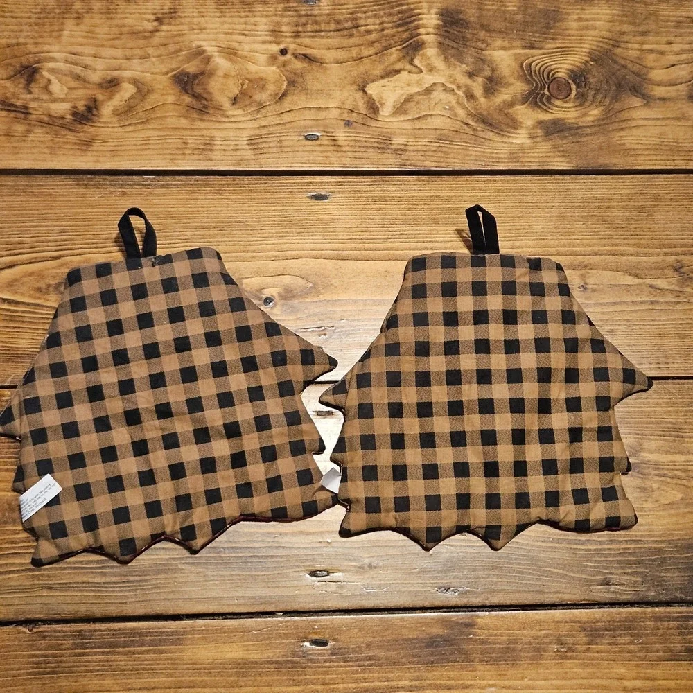 VTG Scarecrow Pot Holders Set of 2 Fall Autumn Farmhouse Kitchen‎ Decor Cotton